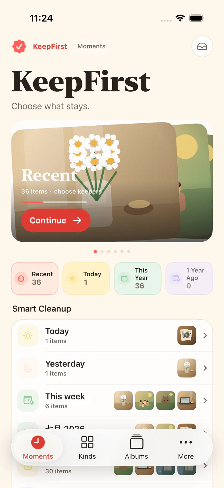 KeepFirst moments screen